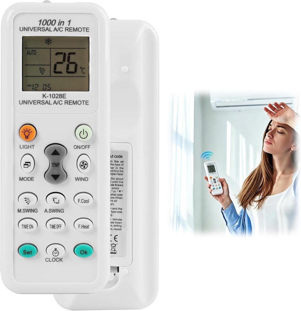 Universele Afstandsbediening voor Airconditioning - Digitale LCD Scherm, Compatibel met 1000 Merken, Bereik tot 10 Meter, Eenvoudig in Gebruik