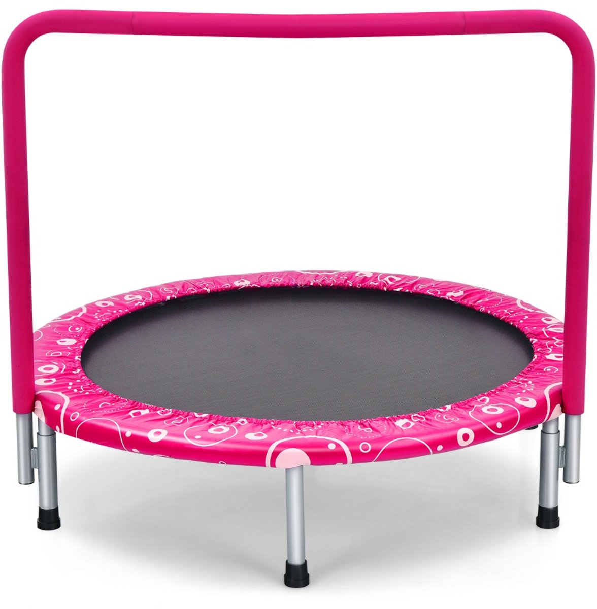 SureDeal® - Trampoline - Kindertrampoline Mini - Handvat Opvouwbare Roze - Zwart - 70x32x8 cm - Roze
