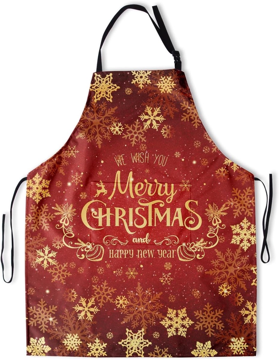Grappige Kerst Schort, Verstelbaar en Waterdicht Schort voor Koken, Grillen en Feestjes, Perfect als Cadeau voor Mannen en Vrouwen