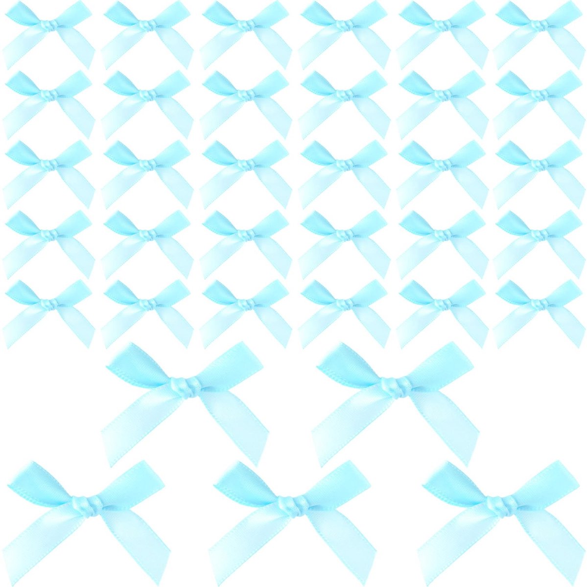 Mini Gift Packaging Bows - 35 Stuks Satin Ribbon Bows - Lichtblauw