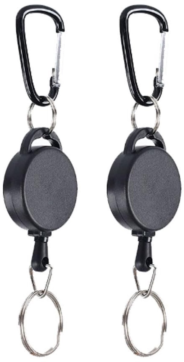 Intrekbare Sleutelhanger - 2 Stuks met Karabijnhaak