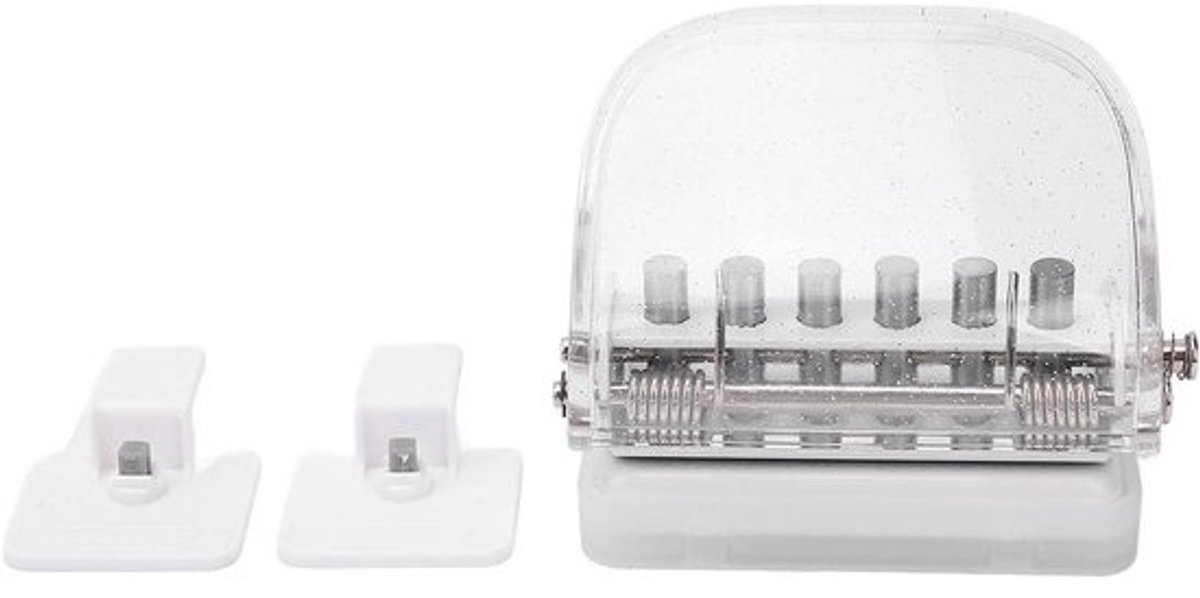 Papierpons 6 Gaten - Perforator Handmatig - Documenten Organiseren - Transparante Opvangbak - A4 B5 A5 - Zwart
