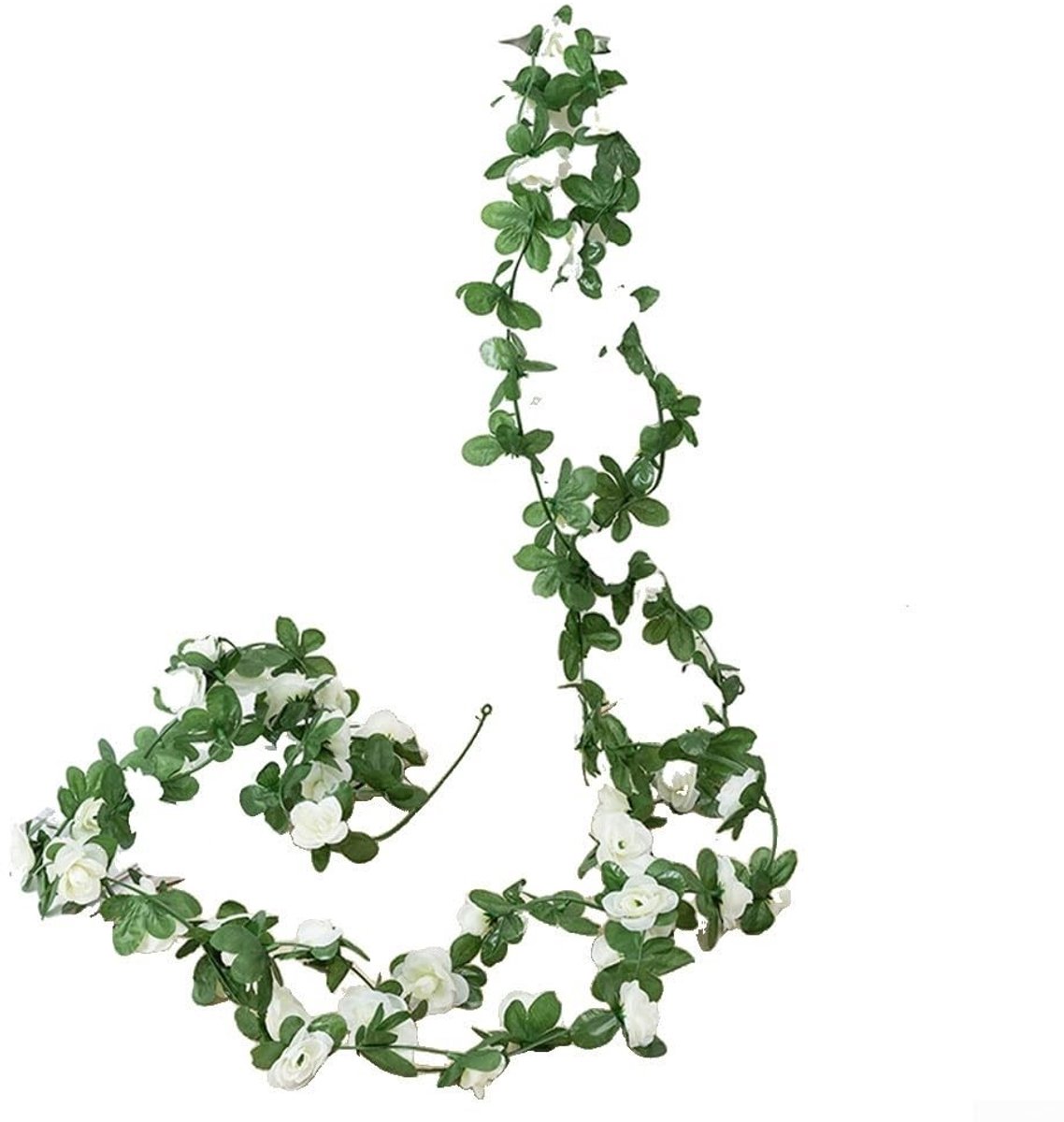 Kunstplant Klimop 2.5m - 45 Stuks Witte Rozen