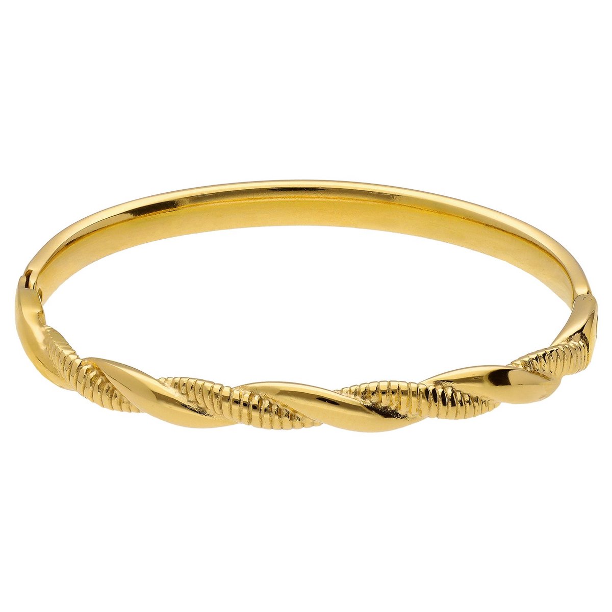 Lucardi - Dames Stainless steel goldplated bangle voor dames - Armband - Staal - Goudkleurig