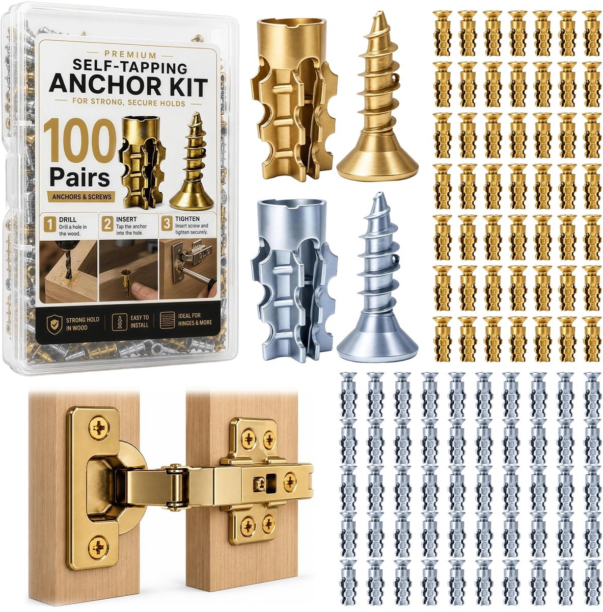 Scharnierreparatie Set - Korte Uitbreidingsschroeven 6 x 14 mm