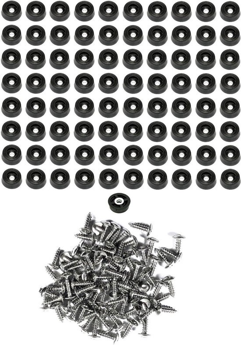 Rubberen Voetjes - Meubeldopjes Beschermdoppen - Apparatuur Beschermen - Met Schroefgat - 80 stuks - Zwart