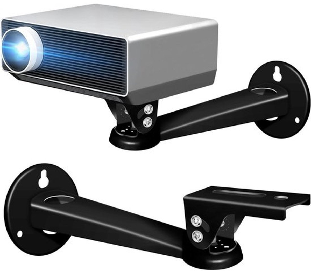 Projector Wandhouder - Projector Mount - Projectie Instellen - 360 Graden Draaibaar - 17.5 cm Lengte - Zwart