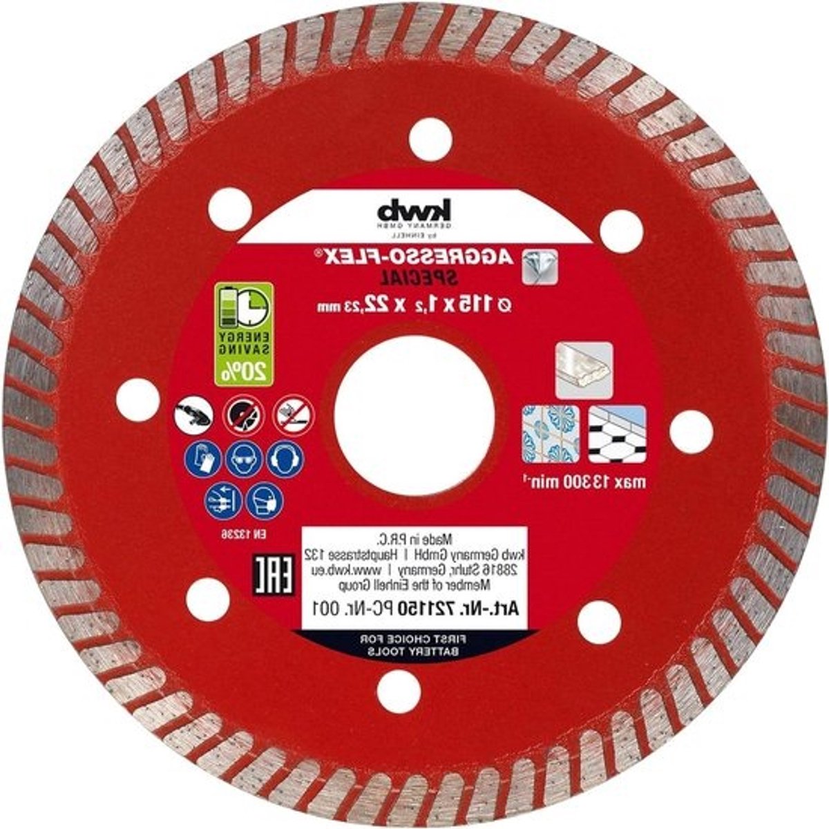 Diamantslijpschijf - Dun slijpblad - Materiaal snijden - Extra dun - 115x12 mm - rood