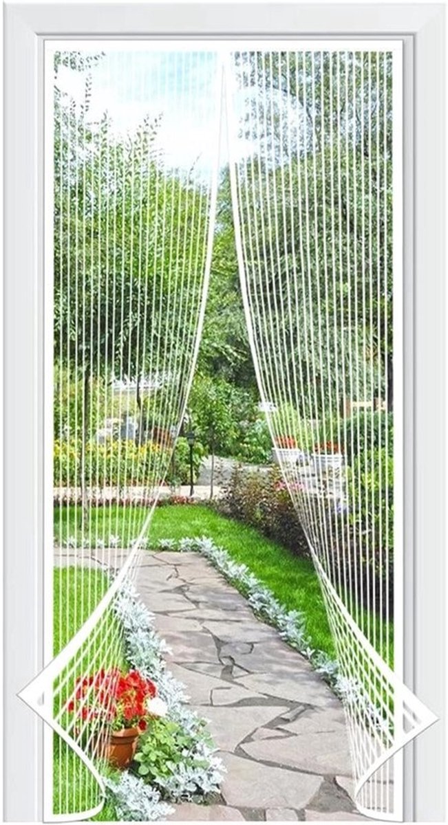 Vliegengordijn Balkon - Horndeur Terras - Buiten Zitten - Magnetische Sluiting - 70 x 200 cm - Wit