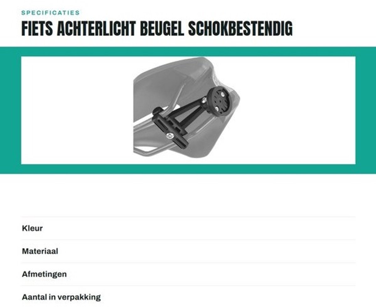 Allecto - Fiets Achterlicht Beugel - Schokbestendig - Universeel - Zadel Ondersteuning - Eenvoudig te installeren - Geschikt voor Sportcamera - 2 S...