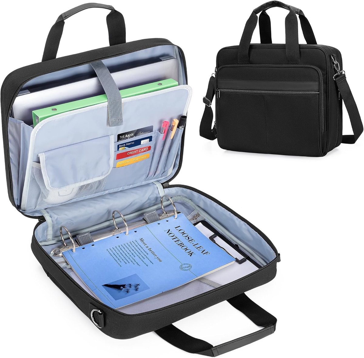 Draagbare A4 Laptoptas met Schouderriem voor 13 Inch Laptops, Zwart, Ideaal voor Werk en School