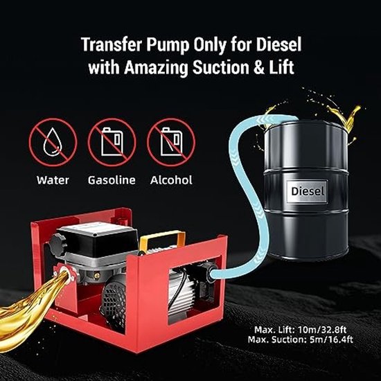 Diesel Pomp 550W - Zelfaanzuigend voor Brandstofextractie — afbeelding 3