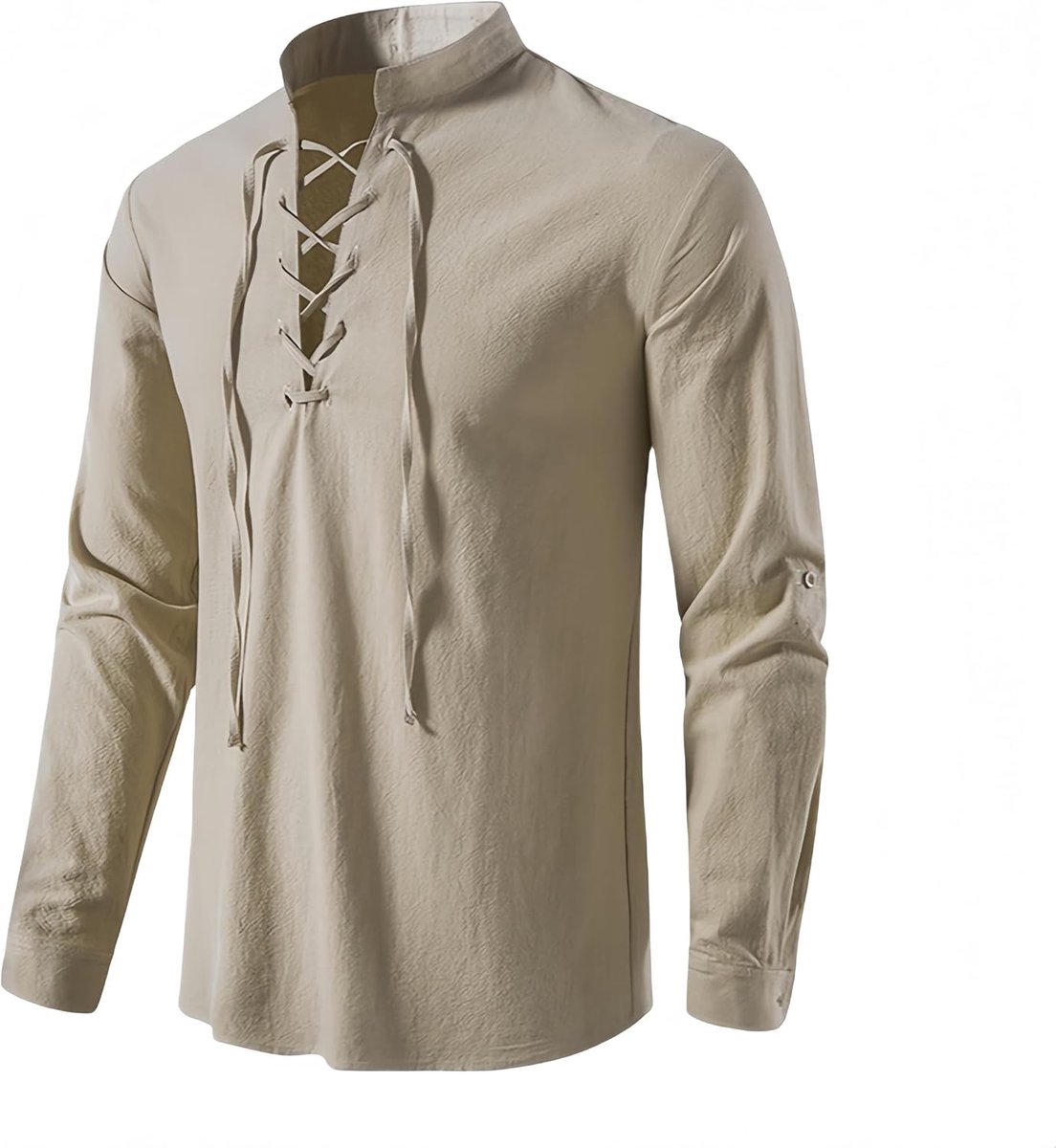 Retro Lange Mouwen Piratenoverhemd voor Mannen - Middeleeuwse Vintage Viking Kostuum, Casual en Feestoutfit