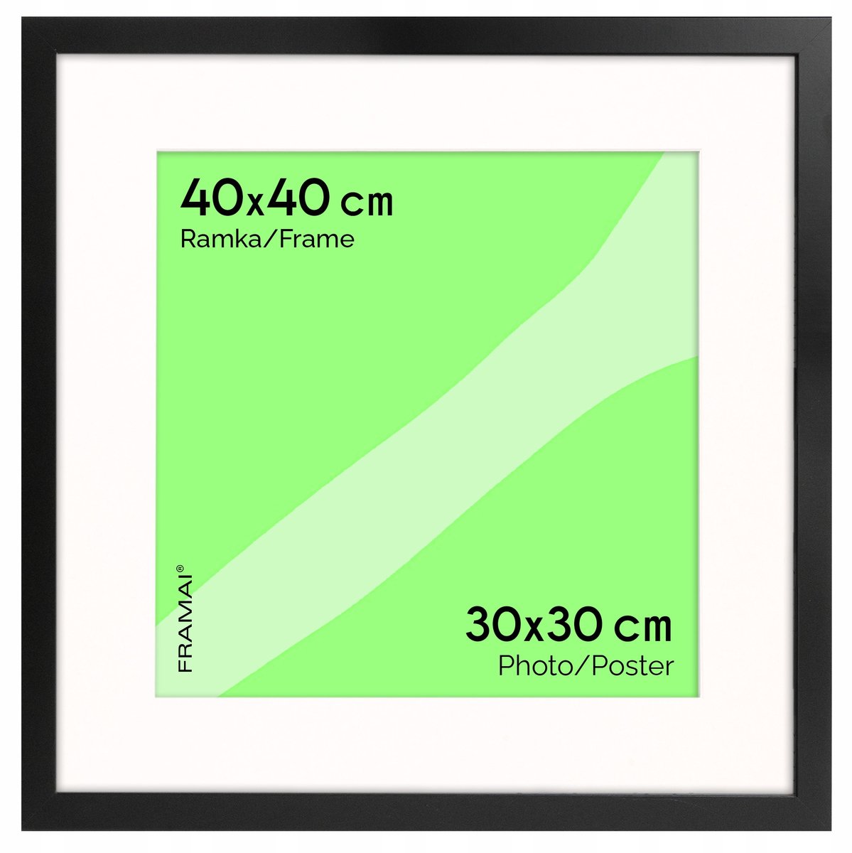 Zwarte foto 40x40 cm met passe-partout