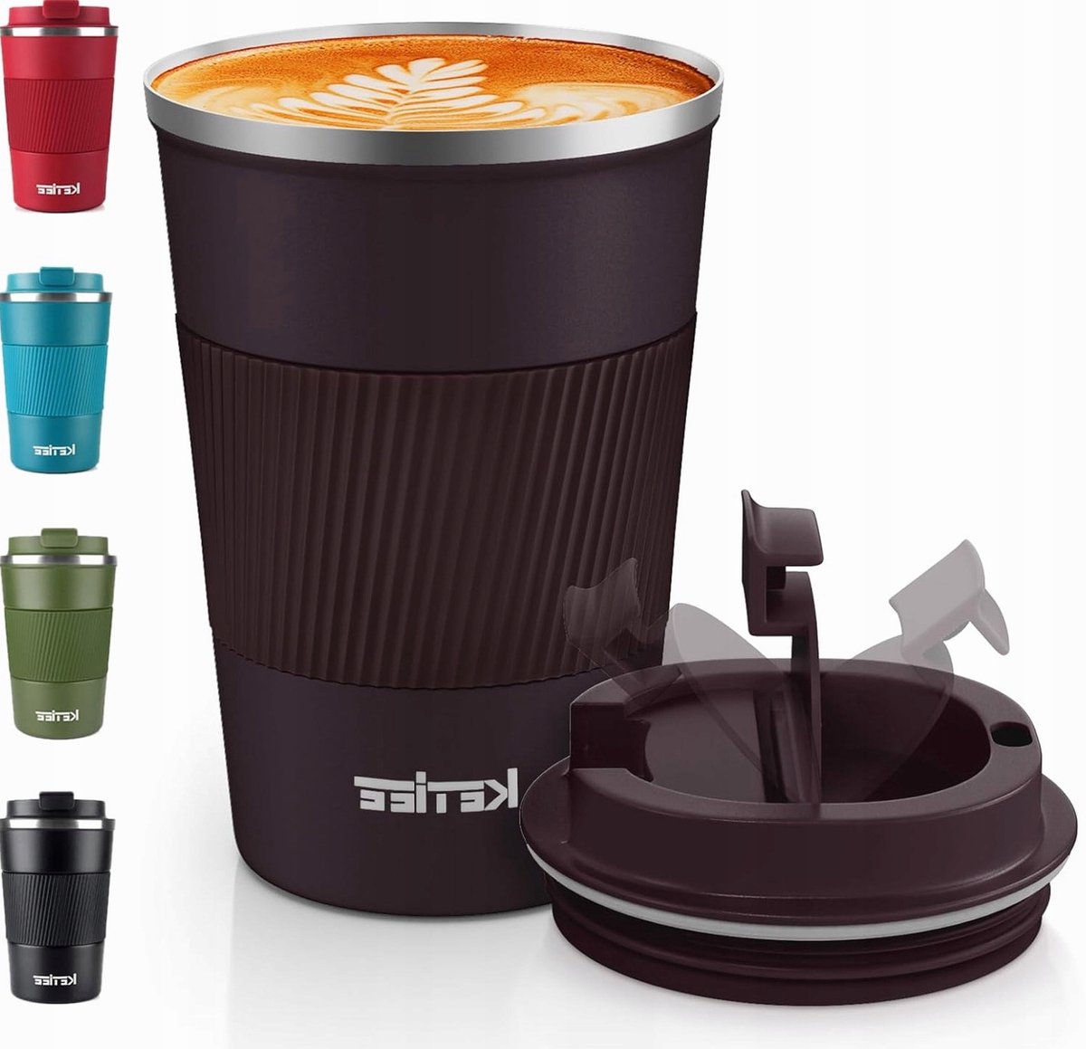 Bruine RVS Thermosbeker 380ml - Lekvrij & Herbruikbaar