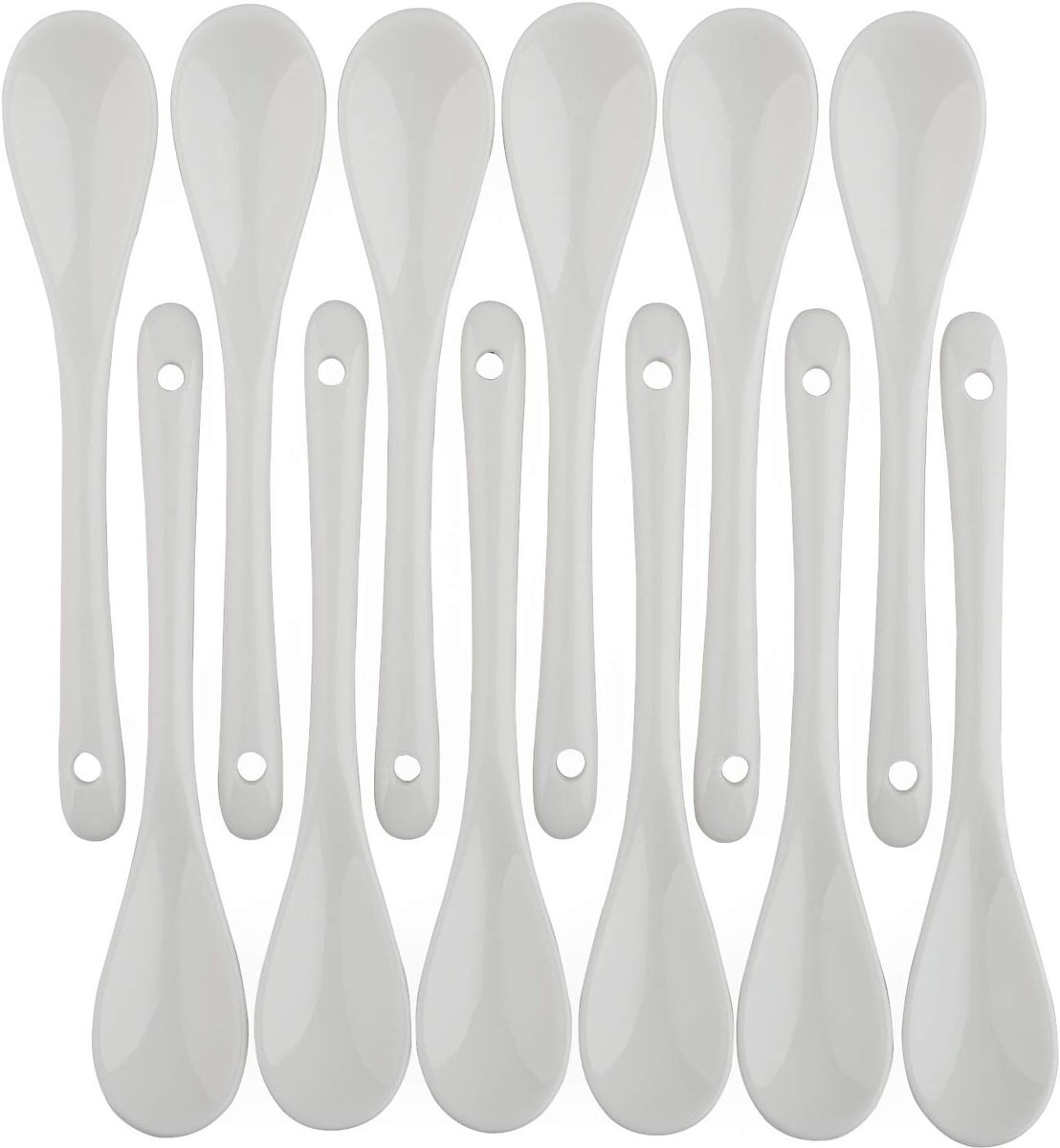 Porcelain Egg Spoons for Soft Boiled Eggs Coffee Tea Desserts Ceramic Spoon Set of 12 - ShopVlot