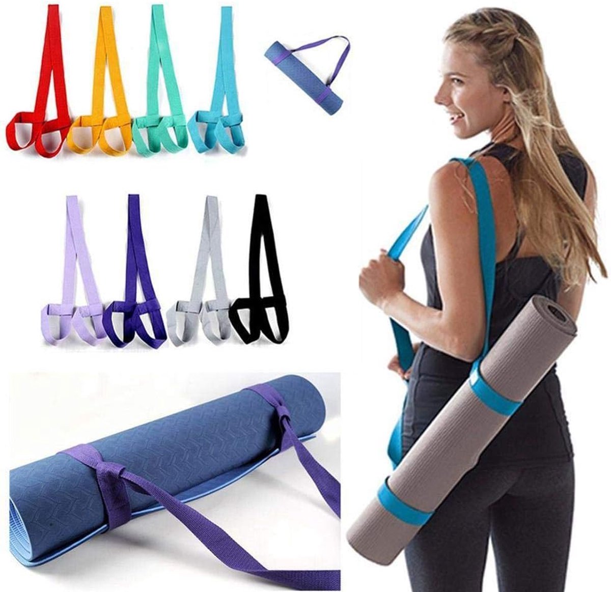 Yogamat Touw Verstelbare Elasticiteit, Sport Sling Schouderband Sport Fitness Benodigdheden - ShopVlot
