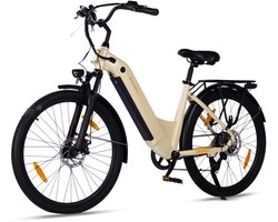 Vankel Elektrische Fiets - 26 inch Lage Instap - 36V 655Wh Accu - 80 km Actieradius - Shimano 7 Versnellingen -Geel