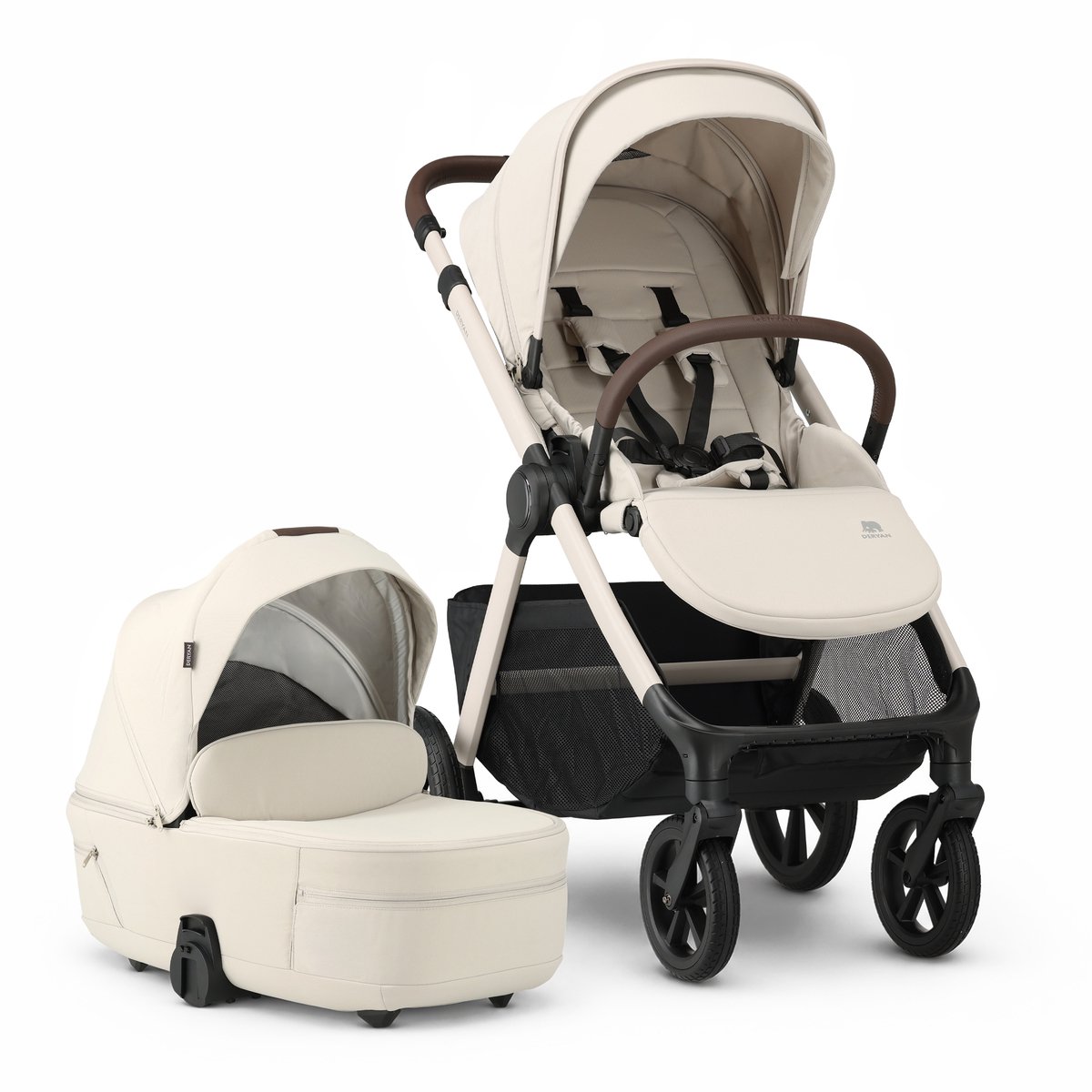 Deryan Otis Kinderwagen 2-in-1 - Wandelwagen met Reiswieg - Beige