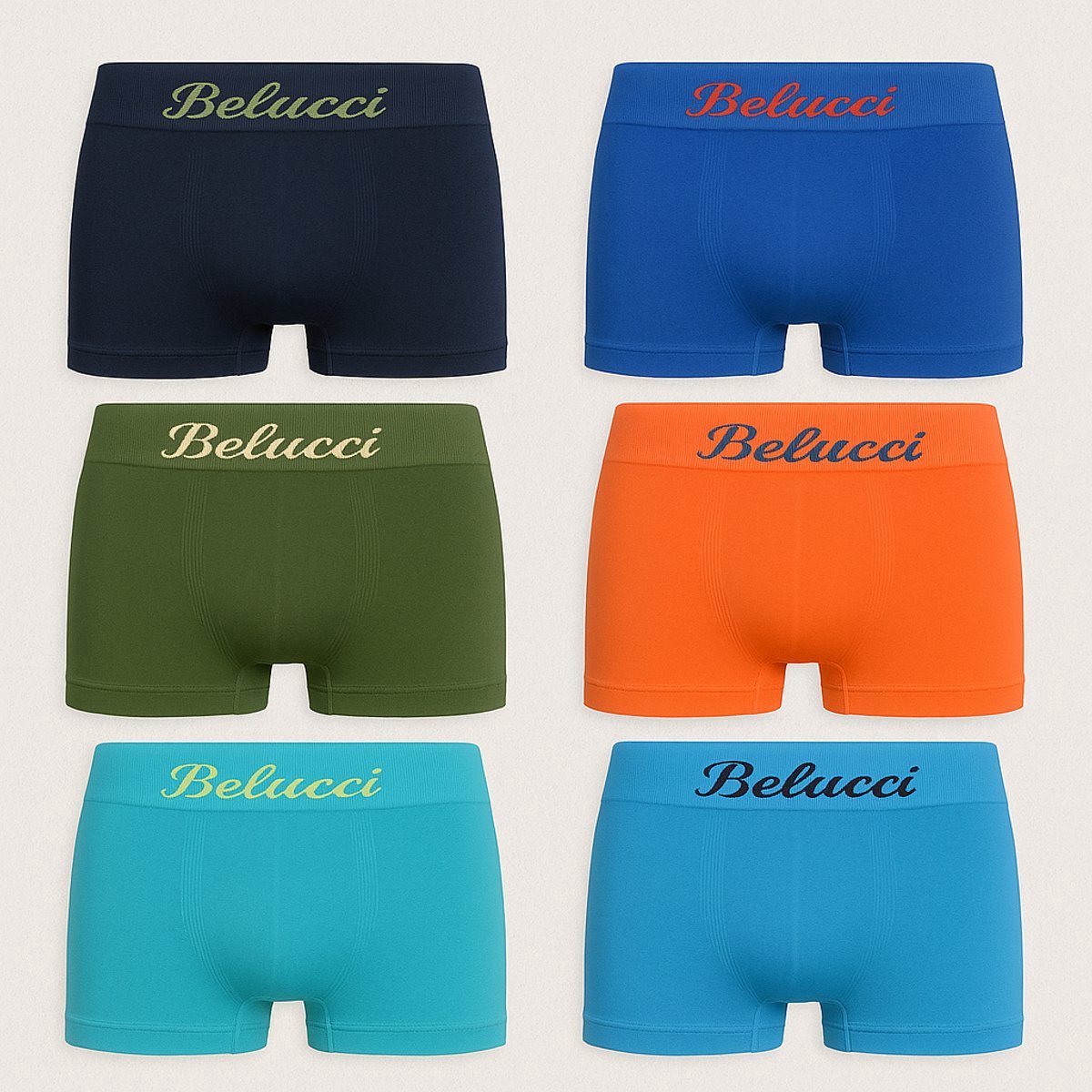 12-pak Boxershorts jongens Belucci effen - Kleurenmix - 10/14 (134, 140, 146