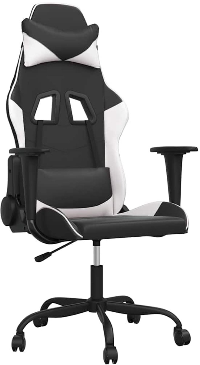 vidaXL Gamestoel - kunstleer - zwart - en - wit zwart en wit