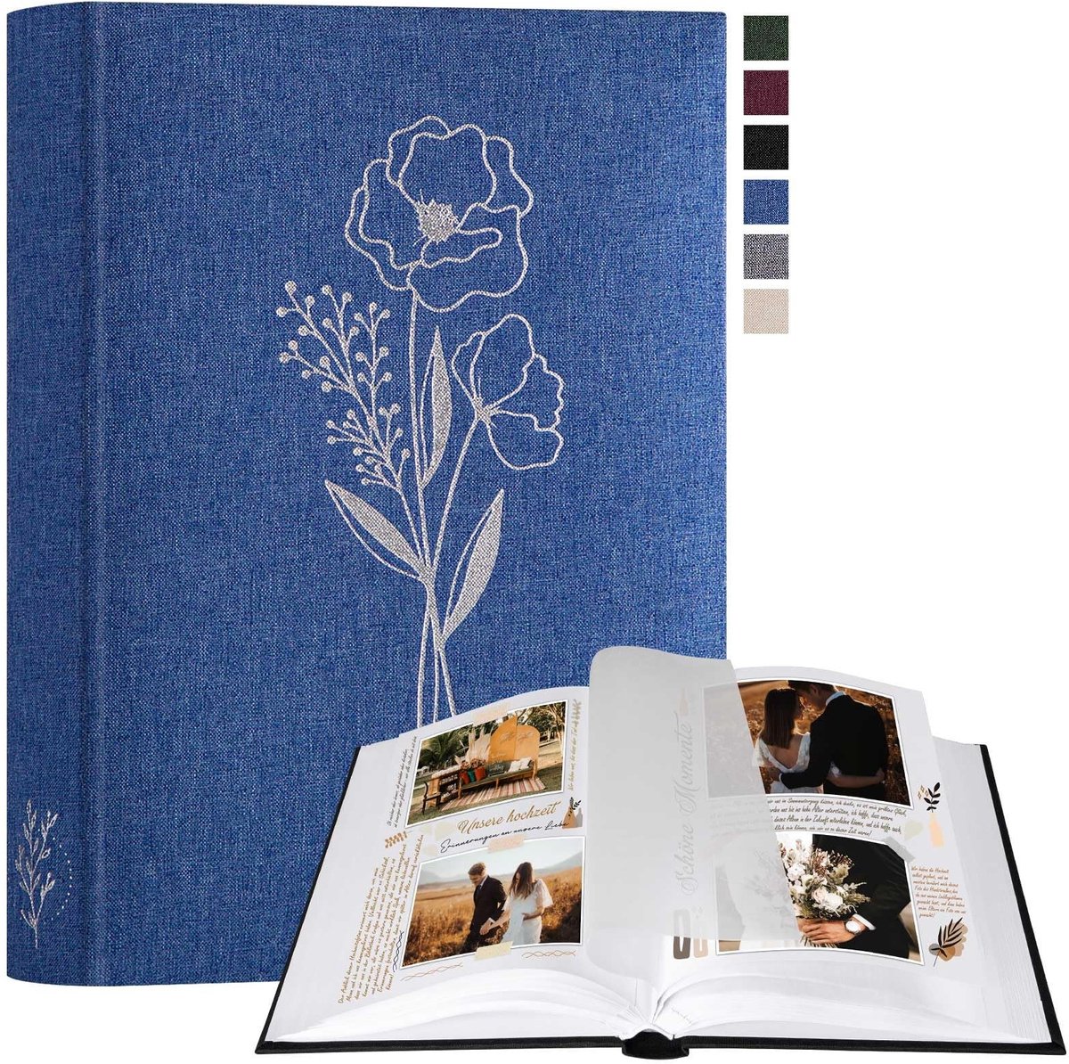 Solidchoice - Scrapbook Fotoalbum met Linnen Kaft en 60 Pagina's