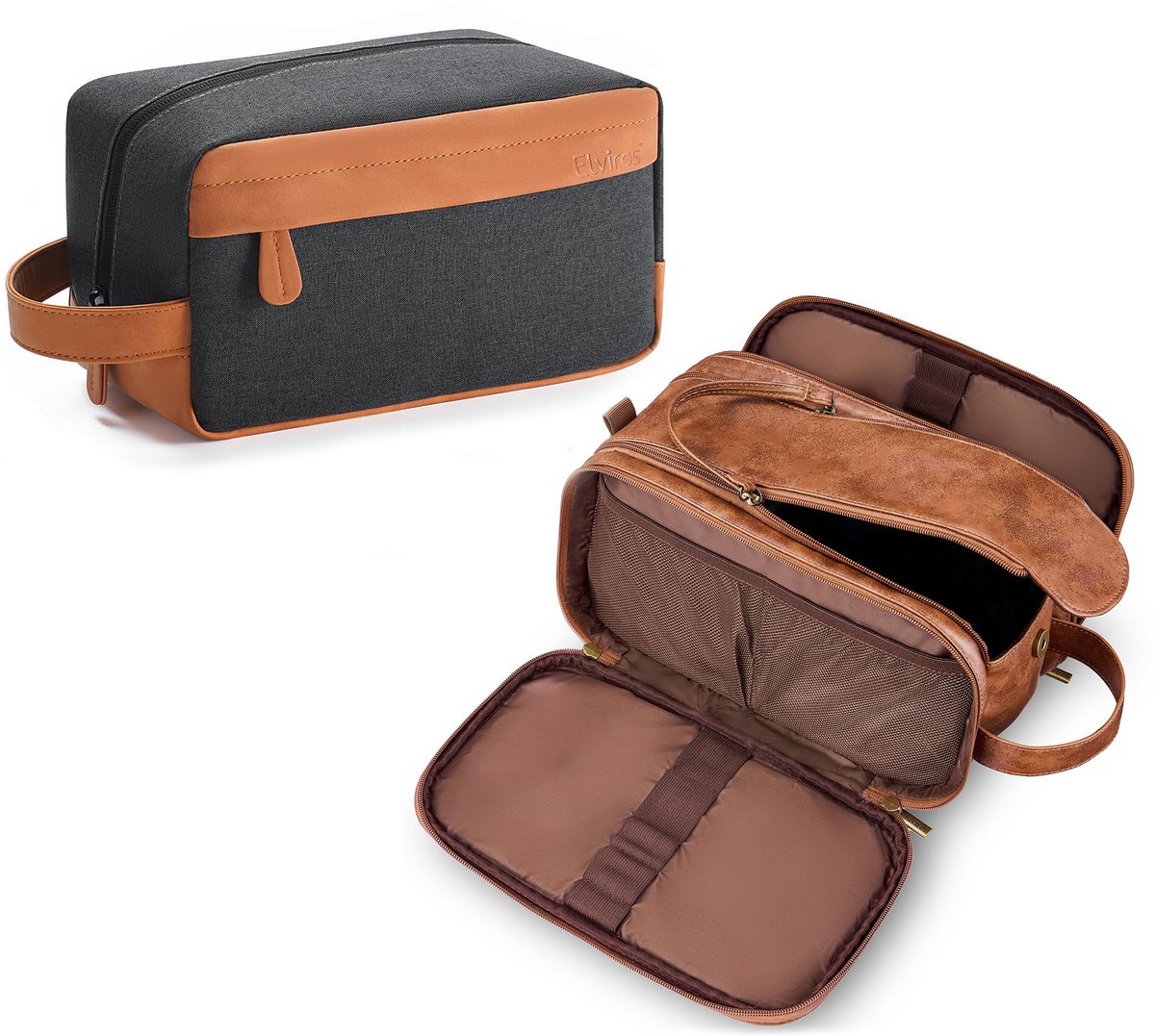 Solidchoice - Waterdichte Leren Toilettas voor Mannen - Grote Reis Dopp Kit
