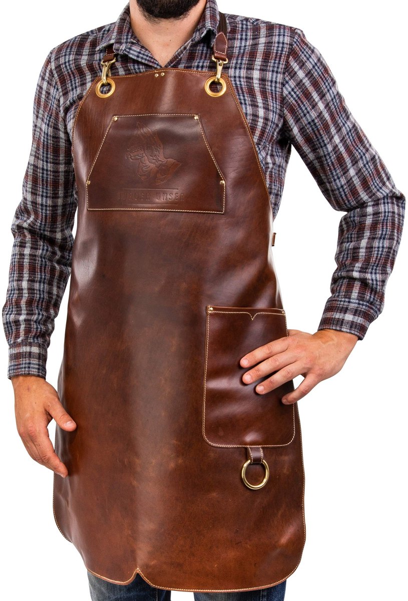 Solidchoice - Leren BBQ Schort met Grote Zak voor Grillspecialisten