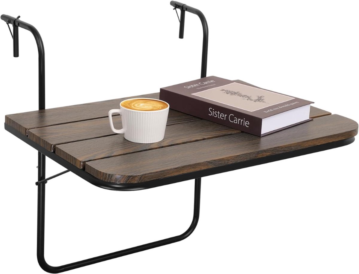 ZRNS® Balkonbar - Balkontafel Hangend - Inklapbaar - Hout - Brui
