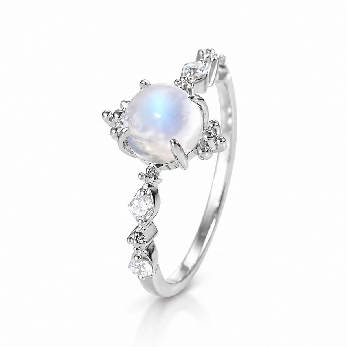 Solidchoice - Vintage Blauw Maansteen Ring voor Dames Verstelbaar