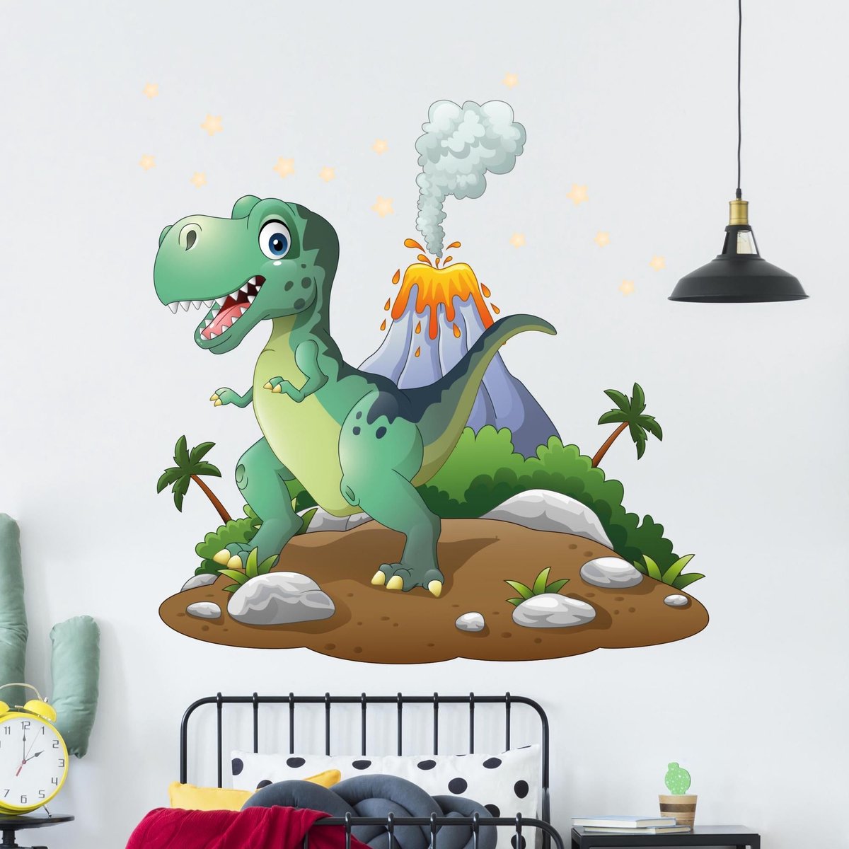 Ambiance Sticker Muurstickers - Tyrannosaurus Rex op een eiland - Zelfklevende stickers - 90x135cm Multi color