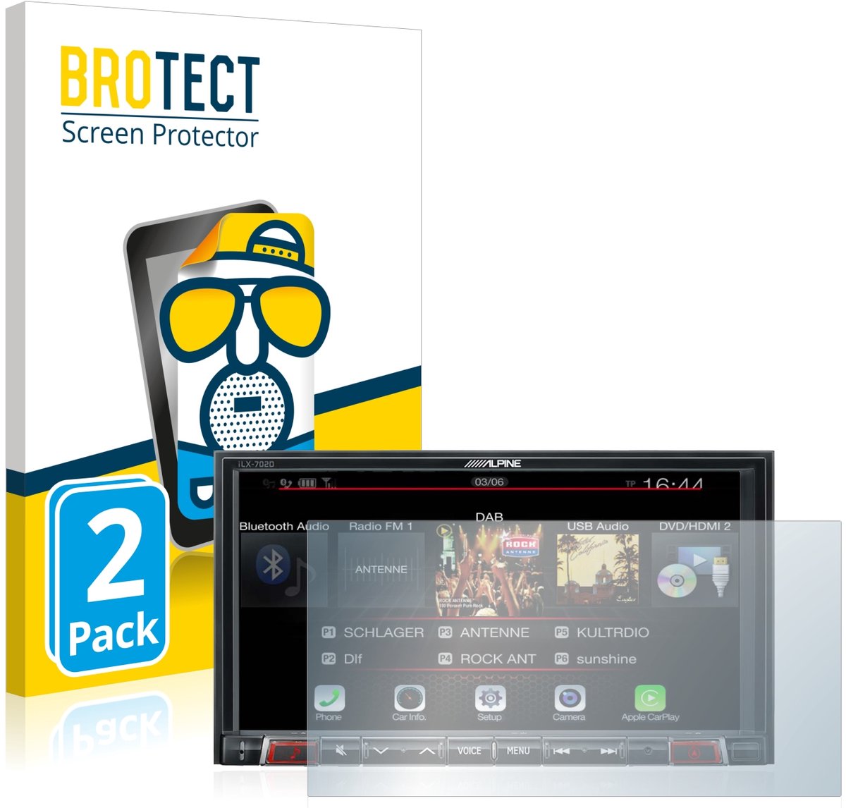 BROTECT - Screenprotector voor Alpine iLX-702D - Folie Beschermfolie matte 2 Stuks
