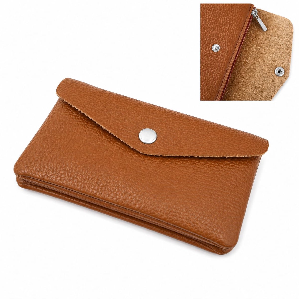 Dames portemonnee Caramel- leer portemonnee - cadeau voor vrouw - kado vrouwen - verjaardag cadeau vrouw - cadeau voor dames
