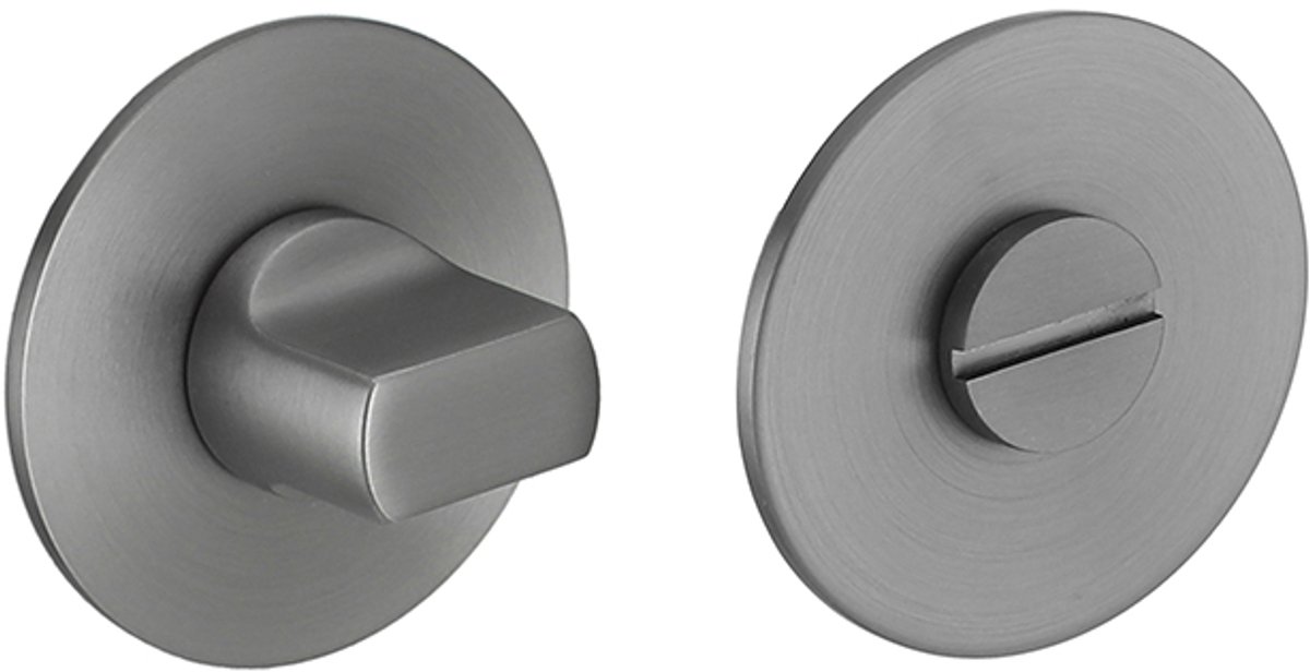 Rozet met toilet / badkamersluiting rond 55x3 mm ultra dunne rozet van 3mm gun metal PVD gecoat