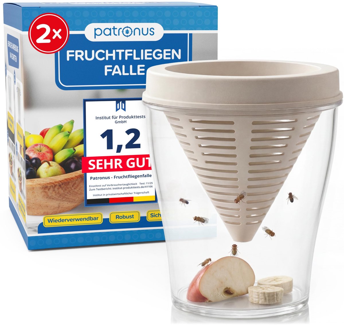Solidchoice - Herbruikbare Fruitvliegenval voor Keuken 2 Stuks