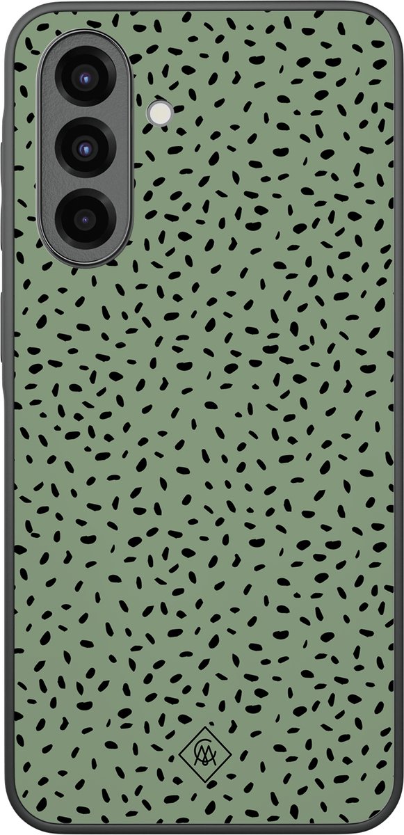 Casimoda® hoesje - Geschikt voor Samsung Galaxy A37 - Green Confetti - Zwart TPU Backcover - Geruit/gestreept/gestipt - Groen