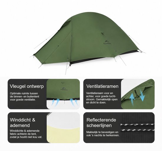 Naturehike Cloud Up 1 PRO - 1 persoons tent - Ultra Lichtgewicht tent - Incl. grondzeil - 20D 3000MM - Outdoor - Waterdicht - Kampeertent - Trekkerstent - Koepeltent van Naturehike — afbeelding 5