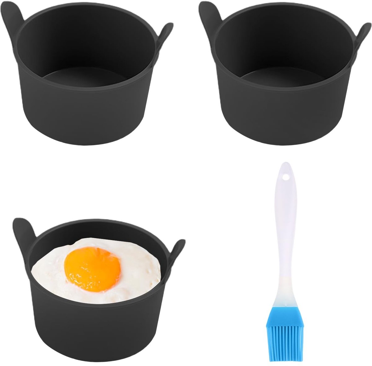 Solidchoice - Siliconen Schaal-Eiervormen - Airfryer-Eierkoker - Zwart - Chocolade en Koekjes - Gemakkelijk te ontvormen - Geschikt voor Bakliefhebbers
