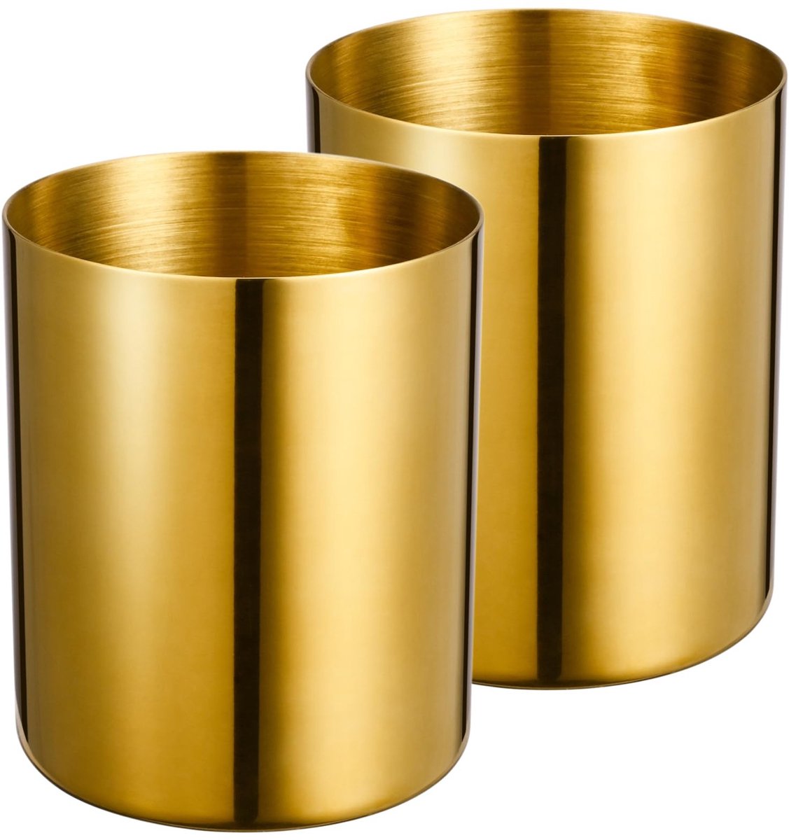Solidchoice - Set van 2 Gouden Ronde Pennenhouder van Roestvrijstaal - Nordic Stijl voor Bureau en Make-up