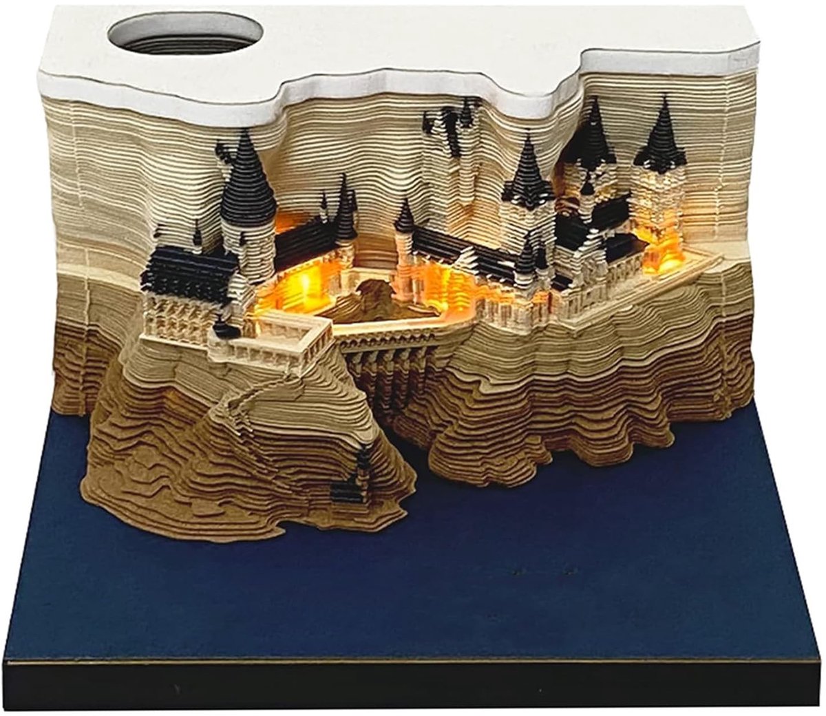 Solidchoice - 3D Memoblokje met Licht en Penhouder - Magisch Kasteel Ontwerp