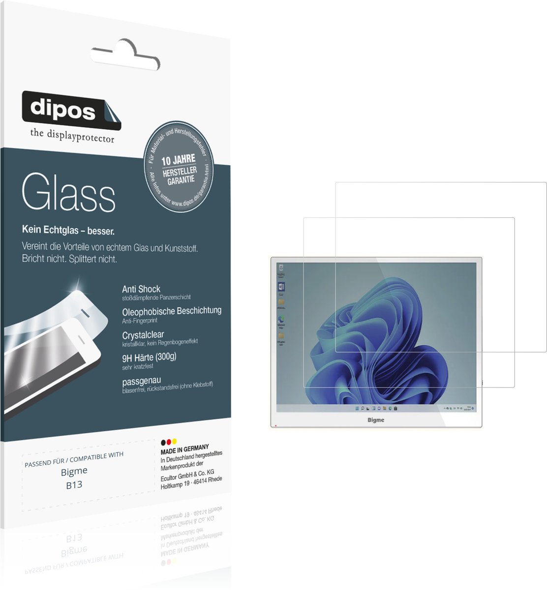 dipos – 2x Pantserfolie geschikt voor Bigme B13 | 9H Screenprotector