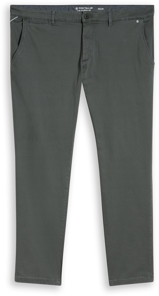 Tom Tailor - Plus Size - Chino met normale pasvorm in gewassen look - Maat 46/32 - Darkest Olive