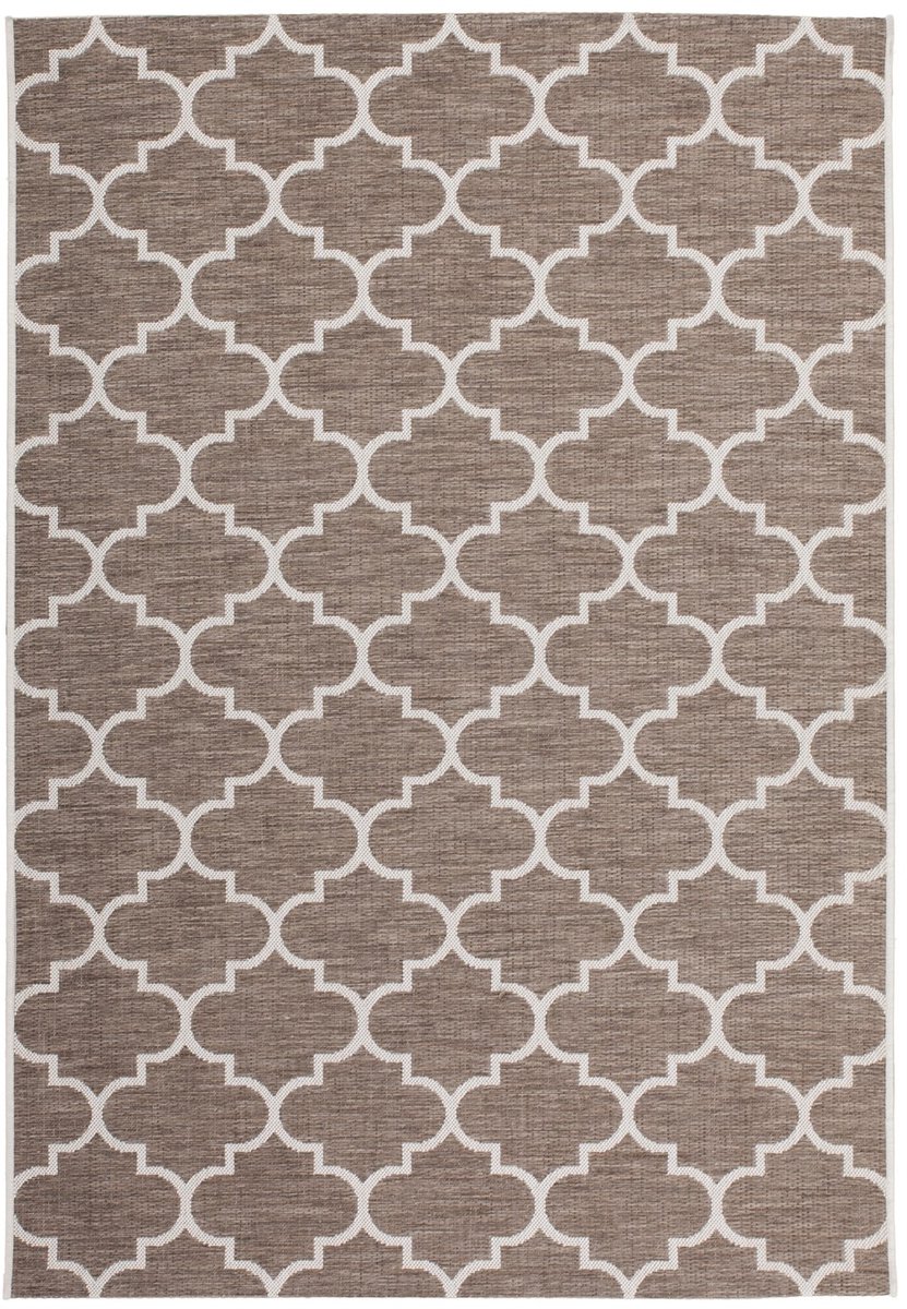 Padiro laagpolig vloerkleed 80 x 230 cm - beige - modern geometrisch patroon - voor binnen en buiten - geschikt voor vloerverwarming - van polypropyleen