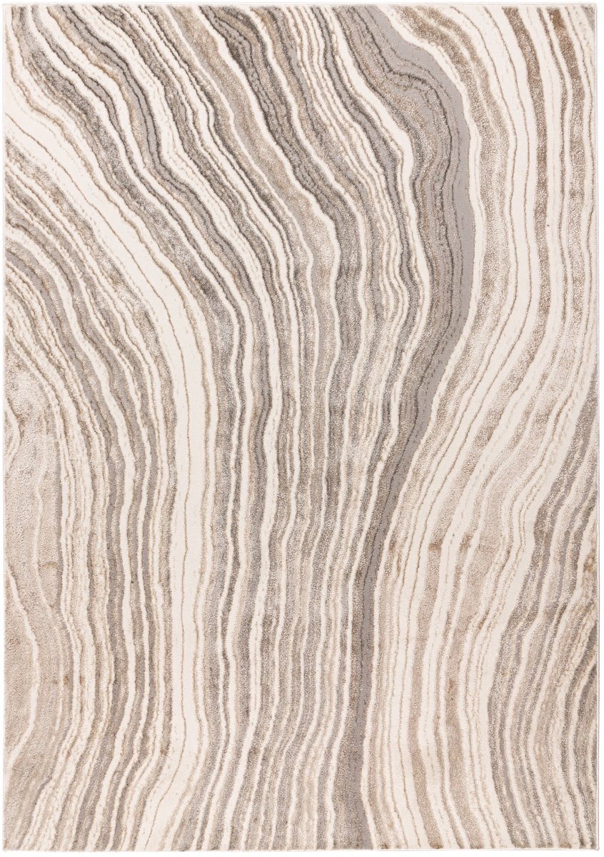 Padiro laagpolig vloerkleed 200 x 290 cm - zilver / beige - modern abstract design - geschikt voor vloerverwarming - van polyester