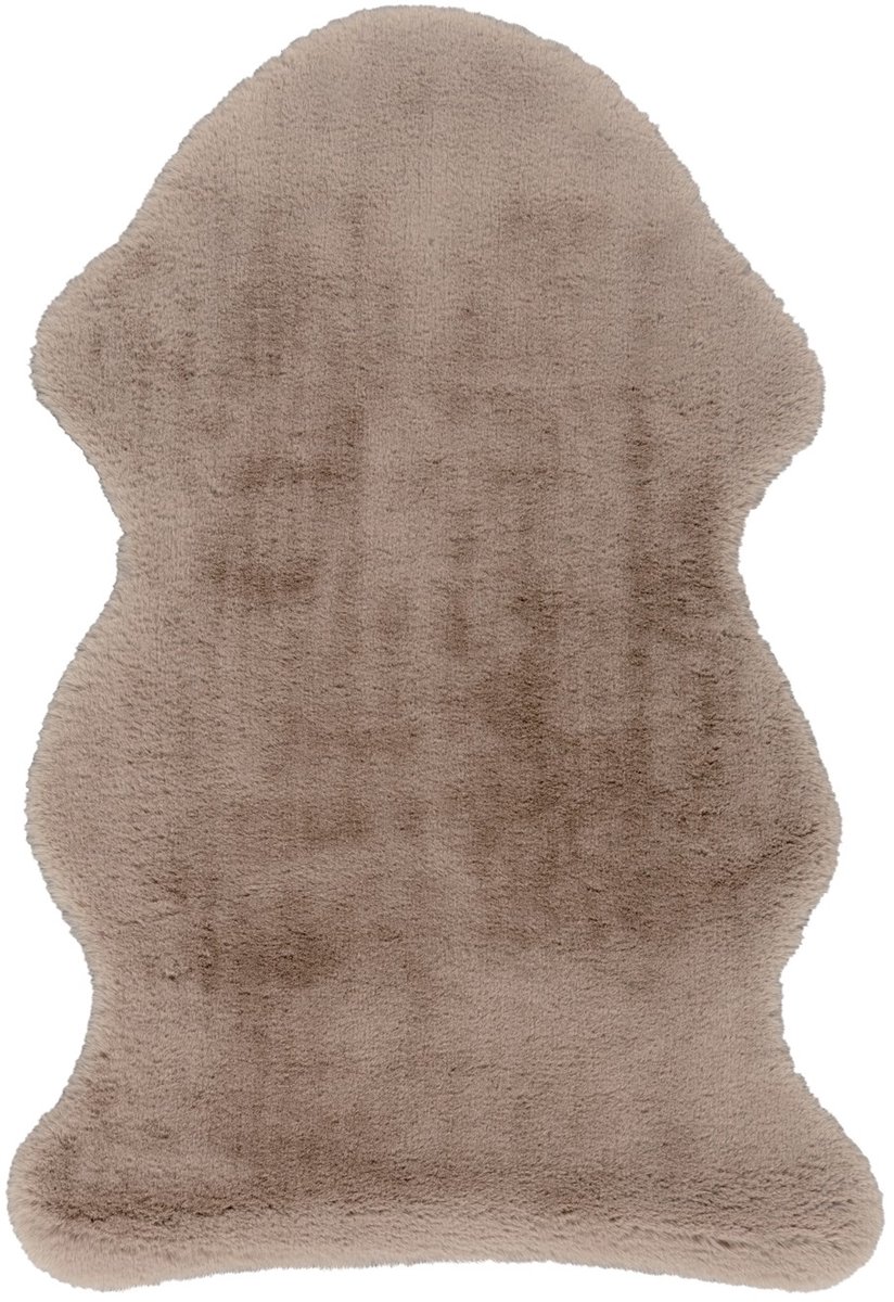 Padiro hoogpolig vloerkleed 60 x 90 cm - taupe - modern effen design - geschikt voor vloerverwarming - van polyester