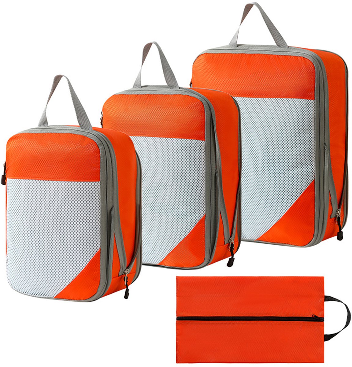 OKWISH Compressie Inpakzak – Reisorganizer 38 X 27 X 3 Cm– Lichtgewicht Waterafstotend – Voor Efficiënt Kofferindeling– Oxford Stof – Oranje kleur