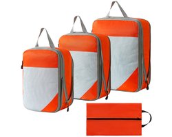 OKWISH Compressie Inpakzak – Reisorganizer 38 X 27 X 3 Cm– Lichtgewicht Waterafstotend – Voor Efficiënt Kofferindeling– Oxford Stof – Oranje kleur