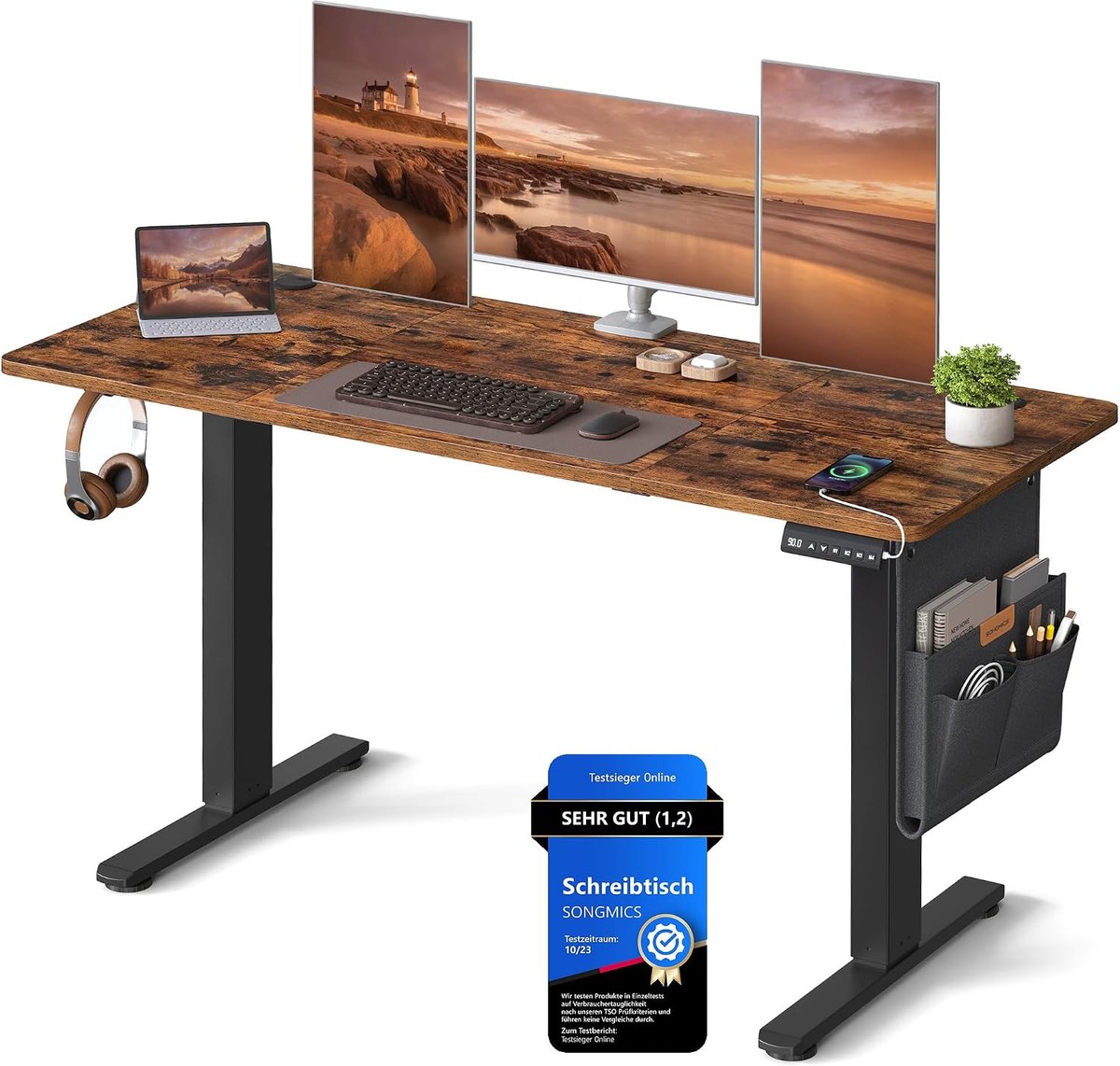 Bureau – Elektrisch verstelbaar – 60×140×72–120 cm – Zwart
