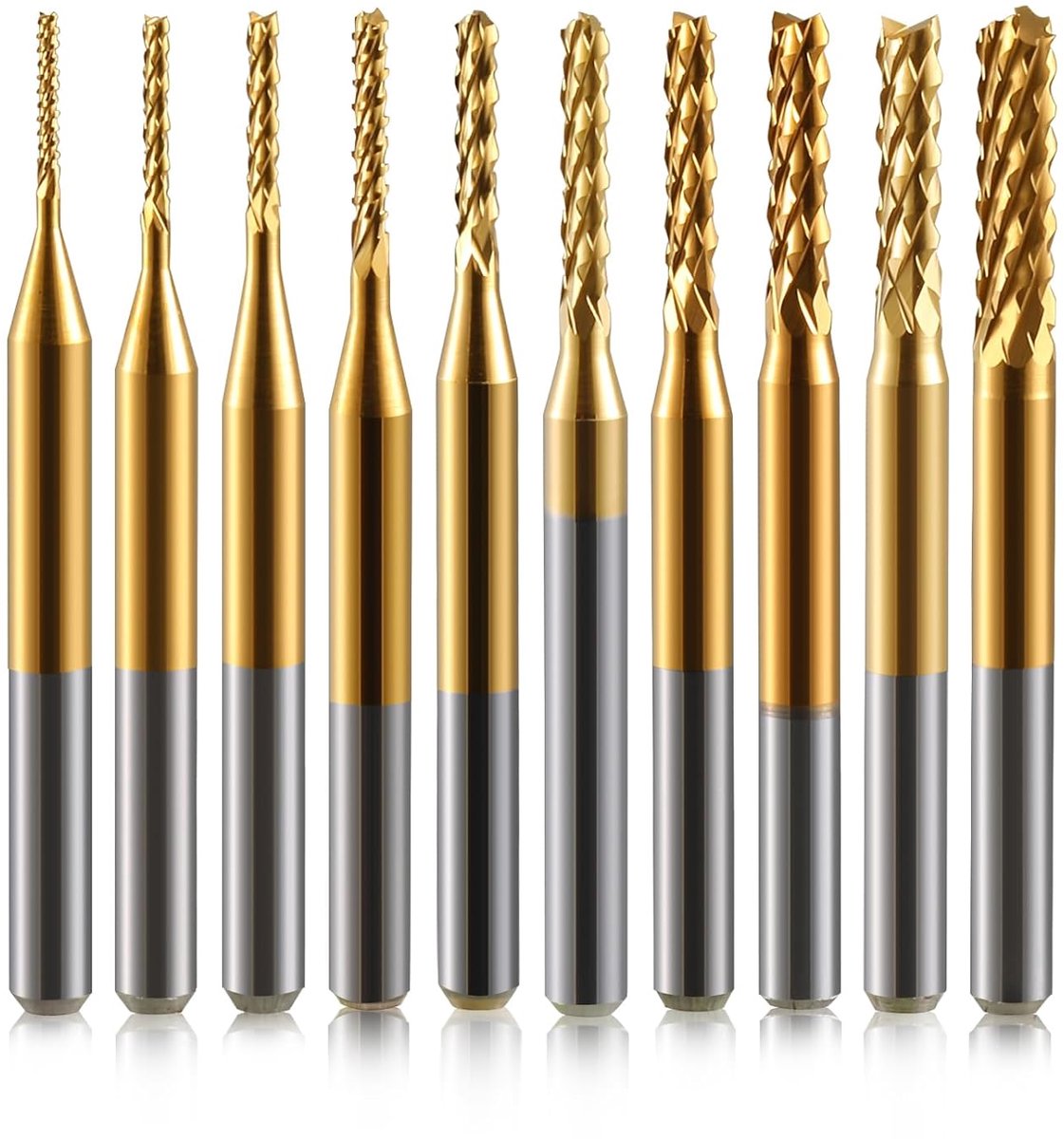 10 stuks hardmetalen schachtfrees - 1 - 8 schacht - titanium coating - CNC-frees - snijset - voorfrees draaigraat - gereedschap - gravurebits voor PCB - SMT - hardhout - printplaat - vezel - 0 - 8-3 - 0 mm