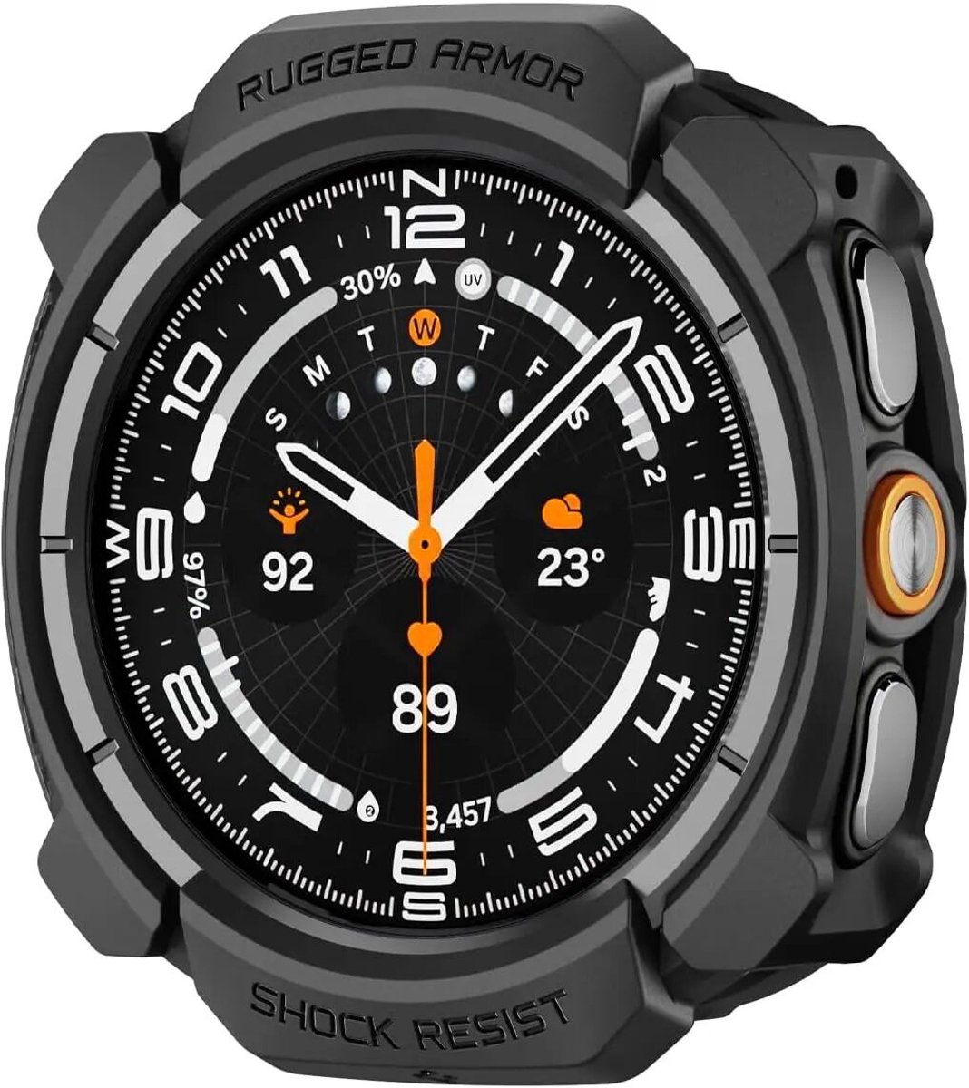 Spigen Rugged Armor Hoesje - Geschikt voor Samsung Galaxy Watch Ultra 2 - Bumper Case Zwart